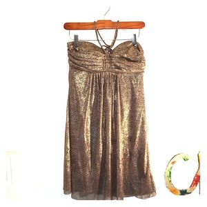 Strapless homecoming dress with a halter tie